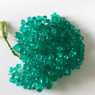 8mm to 16mm Emerald Color Coated Crystal Quartz Broiolette Beads, Green Teardrop Plain Smooth Quartz Briolette Beads, 8"/4" Strand, GDS1861