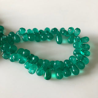 11mm to 17mm Emerald Color Coated Crystal Quartz Broiolette Beads, Green Teardrop Plain Smooth Quartz Briolette Bead, 8"/4" Strand, GDS1862