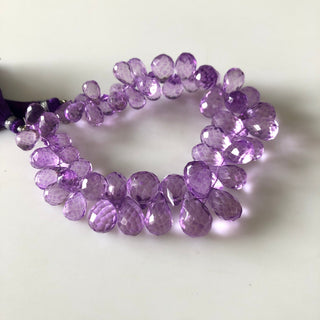 9mm to 13mm Pink Color Quartz Crystal Amethyst Faceted Teardrop Briolettes Beads, Sold As 7.5/3.75 Inch Strand, GDS1865