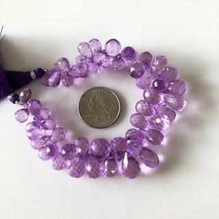 9mm to 13mm Pink Color Quartz Crystal Amethyst Faceted Teardrop Briolettes Beads, Sold As 7.5/3.75 Inch Strand, GDS1865