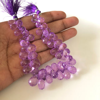 9mm to 13mm Pink Color Quartz Crystal Amethyst Faceted Teardrop Briolettes Beads, Sold As 7.5/3.75 Inch Strand, GDS1865