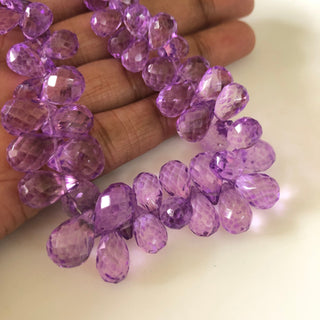 9mm to 13mm Pink Color Quartz Crystal Amethyst Faceted Teardrop Briolettes Beads, Sold As 7.5/3.75 Inch Strand, GDS1865