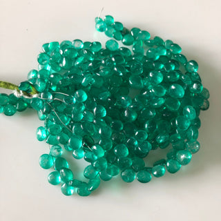 8mm to 10mm Heart Shape Emerald Color Coated Crystal Quartz Broiolette Beads, Green Plain Smooth Quartz Briolette Beads, 8.5"/4.25", GDS1866