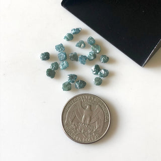 2 Pieces/10 Pieces 4mm Natural Blue Rough Flat Diamonds Loose, Easy To Set Irradiated Blue Raw Rough diamonds For Ring Earring DDS655/4