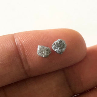 2 Pcs/10 Pcs 4mm Natural Grey Rough Flat Diamonds Loose, Grey Raw diamonds For Ring Earring Easy To Set, DS655/6