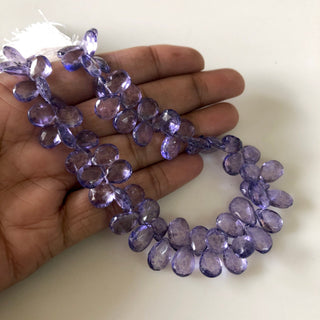 10mm to 12mm 10"/5" Strand Pear Shaped Amethyst Color Coated Crystal Quartz Briolette Beads, Faceted Purple Quartz Briolette Beads, GDS1870