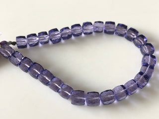 6mm to 7mm Amethyst Color Coated Crystal Quartz Faceted Box Beads, Faceted Amethyst Crystal Box Beads, Sold As 4 Inch/8 Inch Strand, GDS1872