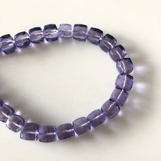 6mm to 7mm Amethyst Color Coated Crystal Quartz Faceted Box Beads, Faceted Amethyst Crystal Box Beads, Sold As 4 Inch/8 Inch Strand, GDS1872