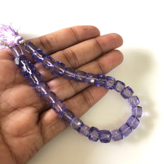 6mm to 7mm Amethyst Color Coated Crystal Quartz Faceted Box Beads, Faceted Amethyst Crystal Box Beads, Sold As 4 Inch/8 Inch Strand, GDS1872