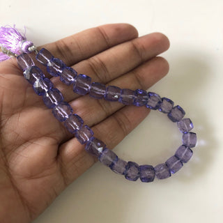 6mm to 7mm Amethyst Color Coated Crystal Quartz Faceted Box Beads, Faceted Amethyst Crystal Box Beads, Sold As 4 Inch/8 Inch Strand, GDS1872