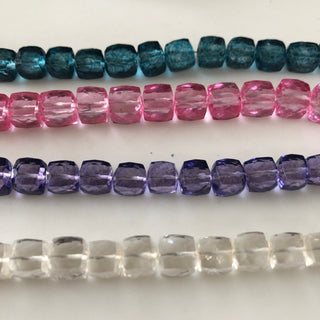 6mm to 7mm Amethyst Color Coated Crystal Quartz Faceted Box Beads, Faceted Amethyst Crystal Box Beads, Sold As 4 Inch/8 Inch Strand, GDS1872