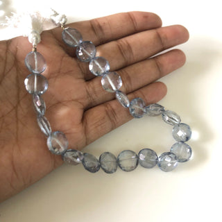 10mm to 11mm Natural Coated Quartz Crystal Faceted Coin Beads, Iolite Color Coated Crystal Beads, Quartz Crystal Jewelry, GDS1877