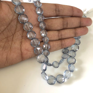 10mm to 11mm Natural Coated Quartz Crystal Faceted Coin Beads, Iolite Color Coated Crystal Beads, Quartz Crystal Jewelry, GDS1877