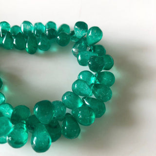 10mm to 14mm Emerald Color Coated Crystal Quartz Broiolette Beads, Teardrop Plain Smooth Green Quartz Briolette Bead, 8"/4" Strand, GDS1860