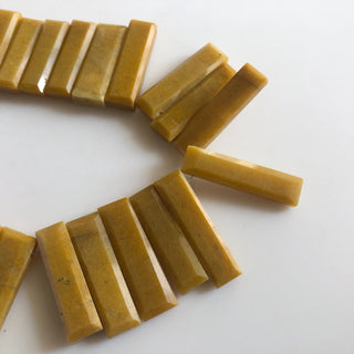 30mm To 20mm Natural Yellow Jasper Baguette Rectangle Shaped Step Cut Side Drilled Faceted Beads Jasper Jewelry Sold As 9"/4.5" GDS1797