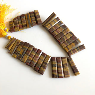 30mm To 20mm Natural Brown Dessert Jasper Rectangle Baguette Shaped Step Cut Side Drilled Faceted Briolette Beads Jewelry, 9"/4.5" GDS1800