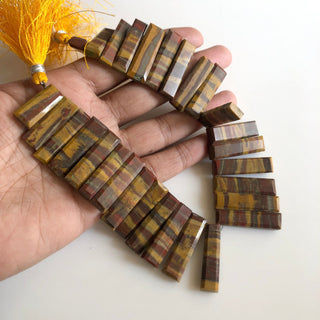 30mm To 20mm Natural Brown Dessert Jasper Rectangle Baguette Shaped Step Cut Side Drilled Faceted Briolette Beads Jewelry, 9"/4.5" GDS1800