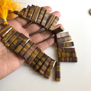 30mm To 20mm Natural Brown Dessert Jasper Rectangle Baguette Shaped Step Cut Side Drilled Faceted Briolette Beads Jewelry, 9"/4.5" GDS1800