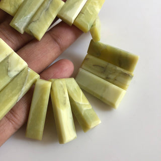 30mm To 16mm Natural Serpentine Faceted Rectangle Baguette Shaped Step Cut Side Drilled Briolette Beads, Serpentine Jewelry 8"/4", GDS1805