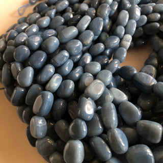 8mm to 15mm Natural Blue Opal Tumble Beads, Peruvian Blue Opal Tumble Beads, Sold As 19"/9.5", GDS1808