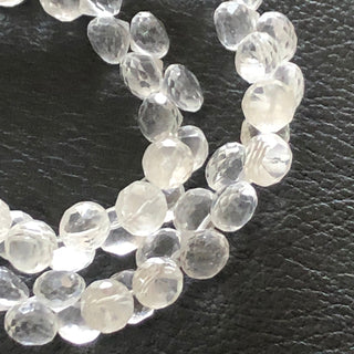 5mm Each Quartz Crystal Onion Briolette Beads, Natural Quartz Crystal Gemstone Faceted Briolettes Beads, Sold As 5"/10" Strand, GDS1810