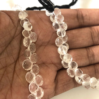 6mm Each Quartz Crystal Onion Briolette Beads Natural Gemstone Faceted Briolettes Beads, Sold As 5 Inch/10 Inch Strand, GDS1811