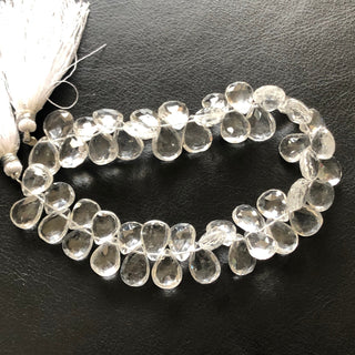 11mm to 14mm Crystal Quartz Faceted Pear Shaped Beads Natural Rock Quartz Crystal Briolette Beads, Sold As 4 Inch/8 Inch Strand, GDS1816