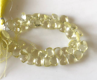 10mm to 13mm Faceted Natural Lemon Quartz Side Drilled Trillion Shaped Briolette Beads, Lemon Yellow Quartz Beads, 7.5"/3.75" GDS1822