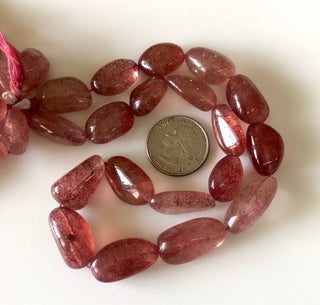 11mm to 14mm Natural Pink Strawberry Quartz Smooth Tumble Beads, Pink Strawberry Quartz Jewelry, Sold As 16 Inch/8 Inch Strand, GDS1828