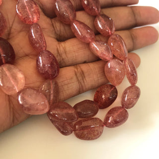 13mm to 18mm Natural Pink Strawberry Quartz Smooth Tumble Beads, Pink Strawberry Quartz Jewelry, Sold As 16 Inch/8 Inch Strand, GDS1829