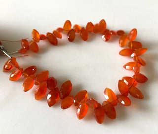 Huge 13mm To 15mm Faceted Carnelian Marquise Shaped Briolette Beads, Carnelian Gemstone Beads, Sold As 7.5 Inch/3.75 Inch Strand, GDS1837