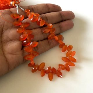 Huge 13mm To 15mm Faceted Carnelian Marquise Shaped Briolette Beads, Carnelian Gemstone Beads, Sold As 7.5 Inch/3.75 Inch Strand, GDS1837