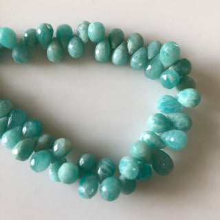 8mm to 9mm Natural Amazonite Faceted Teardrop Shaped Briolette Beads, Amazonite Gemstone Beads, Dark Green Amazonite Jewelry, GDS1839