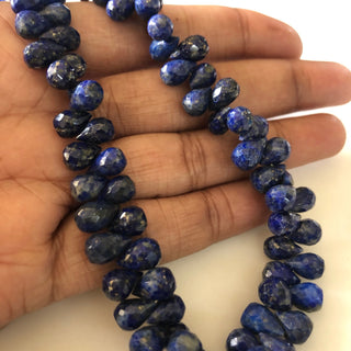 7mm to 8mm Lapis Lazuli Teardrop Faceted  Briolettes Beads, Lapis Lazuli Gemstone Beads, Sold As 8.5 Inch/4.25 Inch Strand, GDS1845