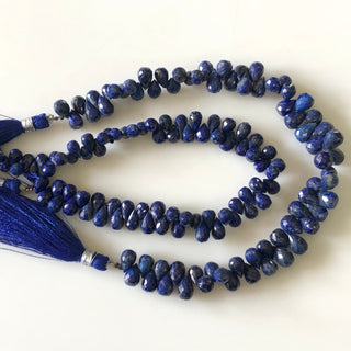 7mm to 9mm Lapis Lazuli Teardrop Faceted  Briolettes Beads, Lapis Lazuli Gemstone Beads, Sold As 8.5 Inch/4.25 Inch Strand, GDS1846