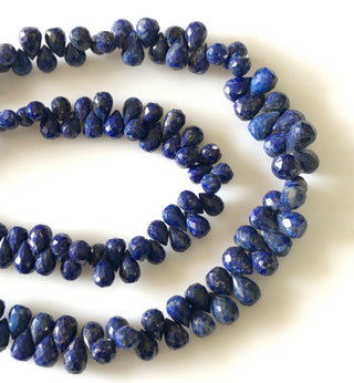 7mm to 9mm Lapis Lazuli Teardrop Faceted  Briolettes Beads, Lapis Lazuli Gemstone Beads, Sold As 8.5 Inch/4.25 Inch Strand, GDS1846
