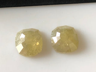 2 Pieces 3.70CTW/8.5mm Matched Pair Fancy Geo Square Shape Yellow White Diamond Rose Cut Loose Cabochon, Faceted Rose Cut Diamond, DDS644/3