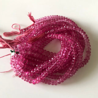 Ruby Color Natural Quartz Crystal, Color Coated Pink Crystal Quartz Rondelle Beads, 8-9mm Each, Sold As 4.5 Inch/9 Inch Strand, GDS1834