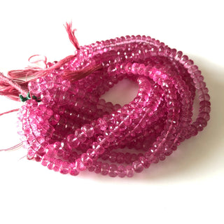 Ruby Color Natural Quartz Crystal, Color Coated Pink Crystal Quartz Rondelle Beads, 7-7.5mm Each, Sold As 4.5 Inch/9 Inch Strand, GDS1833