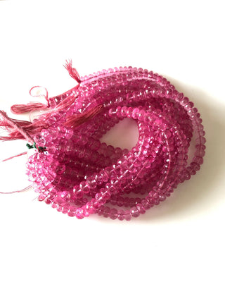 Ruby Color Natural Quartz Crystal, Color Coated Pink Crystal Quartz Rondelle Beads, 7-7.5mm Each, Sold As 4.5 Inch/9 Inch Strand, GDS1833