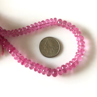 6.5mm To 7.5mm Ruby Color Natural Quartz Crystal, Color Coated Pink Crystal Quartz Rondelle Beads, Sold As 4.5 Inch/9 Inch Strand, GDS1832