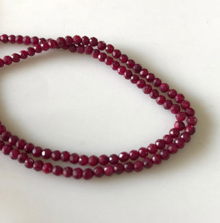2.8mm Natural Ruby Faceted Rondelle Beads, Enhanced Faceted Round Ruby Rondelle Beads, Sold As 1Strand/5 Strands 12.5 Inch Each, GDS1850