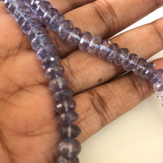 7mm Each Iolite Color Coated Quartz Crystal Faceted Rondelles Beads, Natural Quartz Rondelle Beads, Sold As 8 Inch Strand, GDS1851