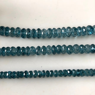 6.5mm to 7mm Coated Quartz Crystal London Blue Topaz Color Faceted Rondelles Beads, Natural Quartz Rondelle Beads, Sold As 13 Inch, GDS1855