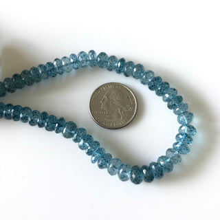 8mm Coated Quartz Crystal London Blue Topaz Color Faceted Rondelles Beads, Natural Quartz Rondelle Beads, Sold As 4.5"/9" Strand, GDS1854