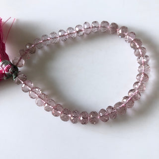 7mm Coated Quartz Crystal Light Pink Color Sapphire Faceted Rondelle Beads, Natural Quartz Rondelle Beads, Sold As 4"/8" Strand, GDS1857