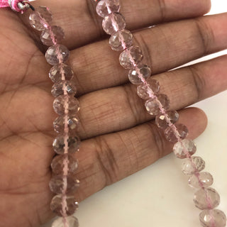 7mm Coated Quartz Crystal Light Pink Color Sapphire Faceted Rondelle Beads, Natural Quartz Rondelle Beads, Sold As 4"/8" Strand, GDS1857
