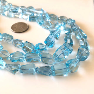 Natural Blue Topaz Step Cut Faceted Tumble Beads, Blue Topaz Layered Necklace, 11mm To 18mm Each, Sold As 3 Lines/1 Line, GDS1858