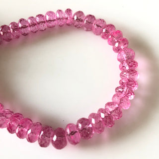 6.5mm To 7.5mm Ruby Color Natural Quartz Crystal, Color Coated Pink Crystal Quartz Rondelle Beads, Sold As 4.5 Inch/9 Inch Strand, GDS1832