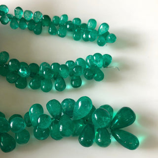 12mm to 21mm Emerald Color Coated Crystal Quartz Broiolette Beads, Green Teardrop Plain Smooth Quartz Briolette Bead, 8"/4" Strand, GDS1863